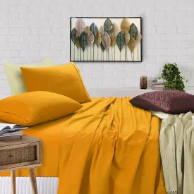 100% Egyptian Cotton 500TC Mustard Single Bed Sheets Set -
