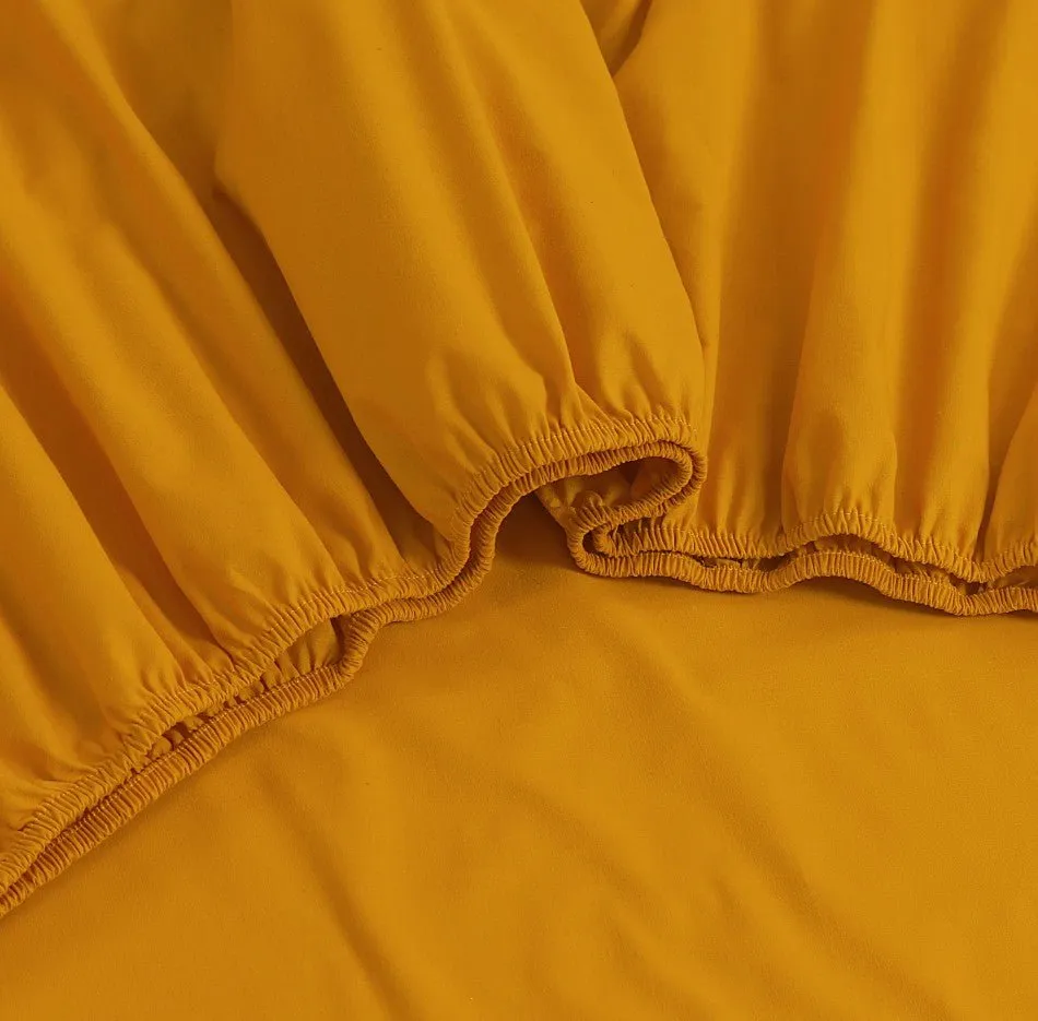 100% Egyptian Cotton 500TC Mustard Single Bed Sheets Set -