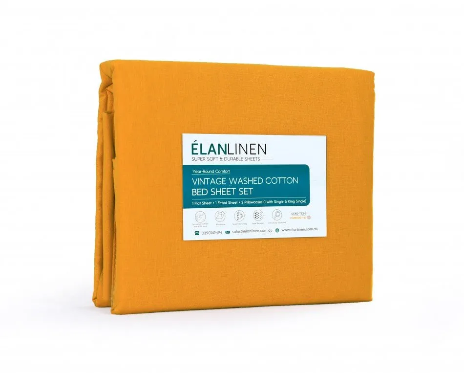 100% Egyptian Cotton 500TC Mustard Single Bed Sheets Set -