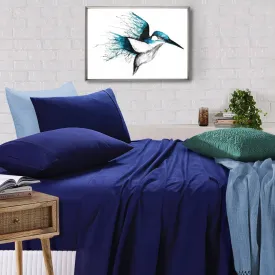 100% Egyptian Cotton Bed Sheets Set | 500TC | Navy Blue | Single