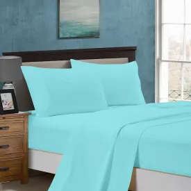 1000TC King Size Bed Soft Flat & Fitted Sheet Set | Aqua