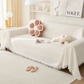 180x180cm White Premium Polyester Sofa Throw Blanket | 180x180 cm | Multi-Seasonal Use | Sofa Protector