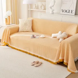 180x340cm Yellow Premium Polyester Sofa Throw Blanket | Multi-Seasonal Use | Sofa Protector