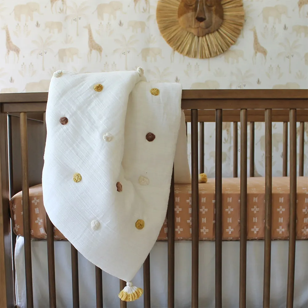 Crane Baby Kendi Collection Pom Pom Blanket