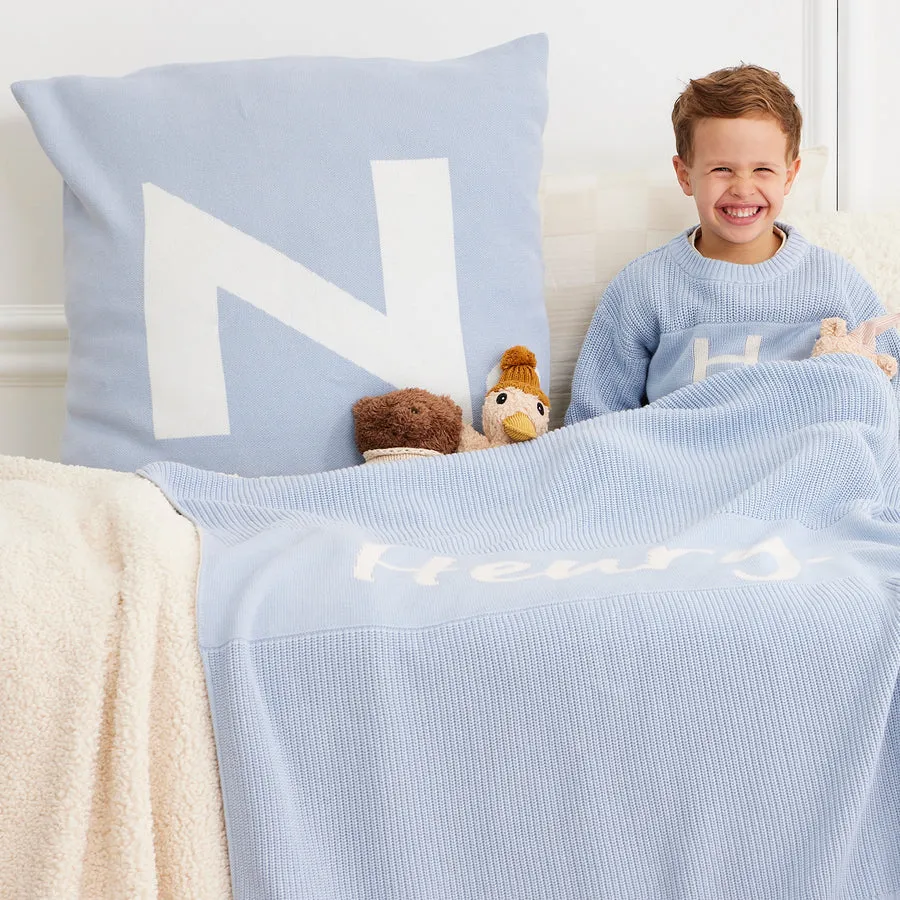 Euro Pillowcase - Kentucky Blue; Letter: Ivory