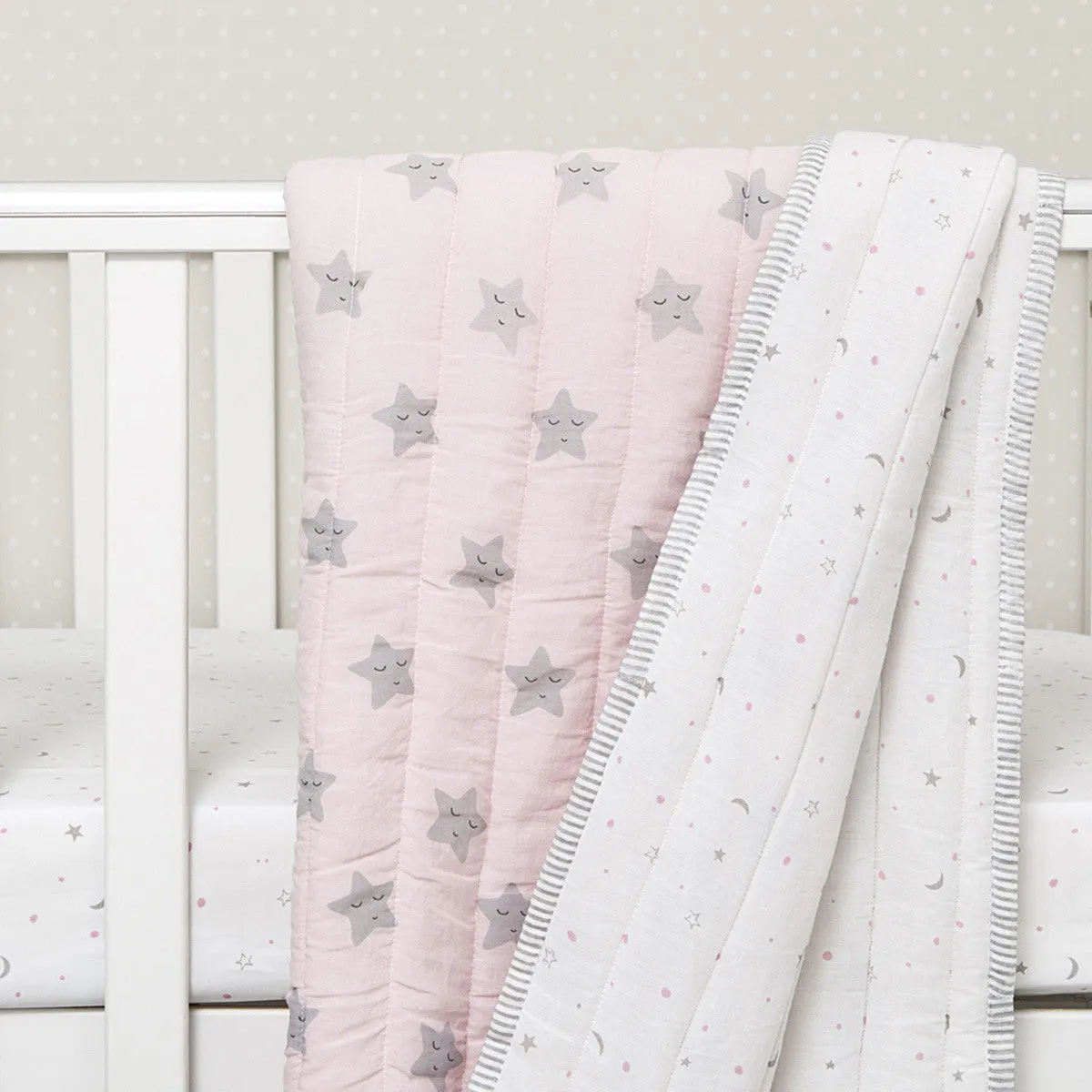 Masilo Organic Quilted Blanket - Pink Star