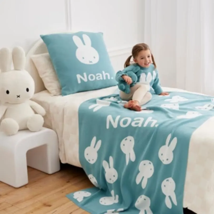 Miffy Euro Pillowcase - Stone Blue; Name: Ivory