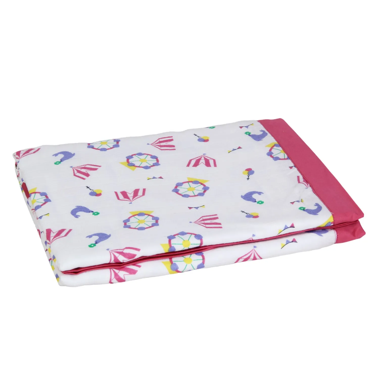 My Milestones 100% Cotton Muslin Baby Blanket - 4 Layered (43x43 inches) - Carnival Rose Pink Print