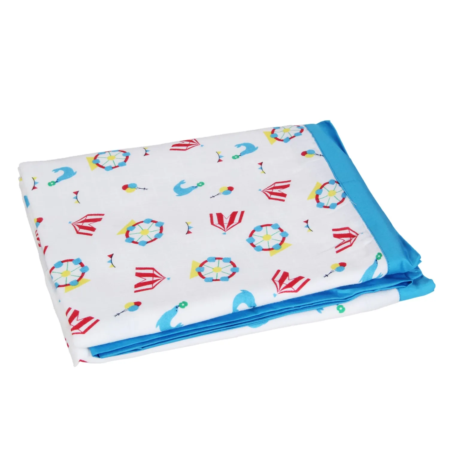 My Milestones 100% Cotton Muslin Baby Blanket - 4 Layered (43x43 inches) - Carnival T. Blue Print