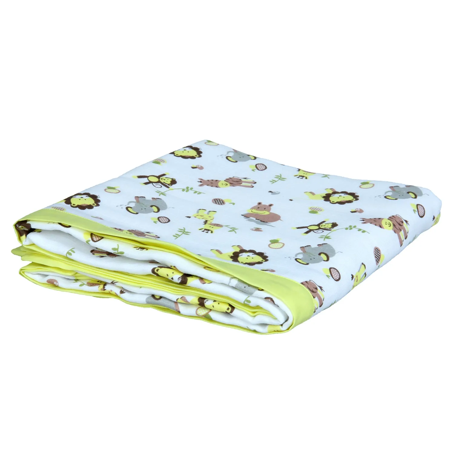 My Milestones 100% Cotton Muslin Baby Blanket - 6 Layered (43x43 inches) - Zoo Print Yellow